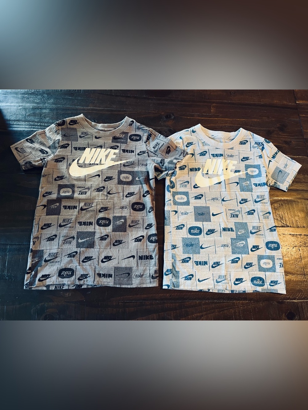 Nike Kids Short Sleeve Logo Shirts Gray & Blue Both XS 6/7
